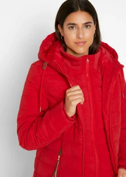 bonprix bonprix Abrigo acolchado, aspecto 2 en 1 rojo intenso Online