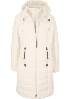 bonprix bonprix Abrigo acolchado, aspecto 2 en 1 Beige natural Sale