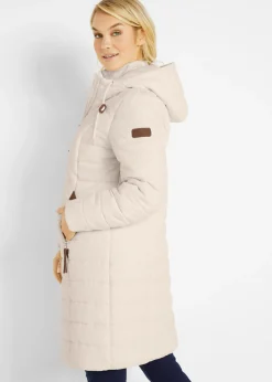 bonprix bonprix Abrigo acolchado, aspecto 2 en 1 Beige natural Sale
