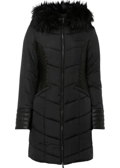 bonprix bonprix Abrigo acolchado de poliéster reciclado Negro Hot