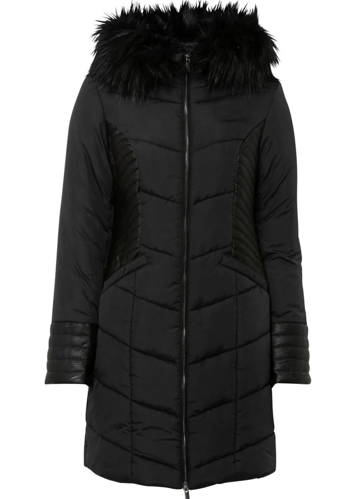 bonprix bonprix Abrigo acolchado de poliéster reciclado Negro Hot