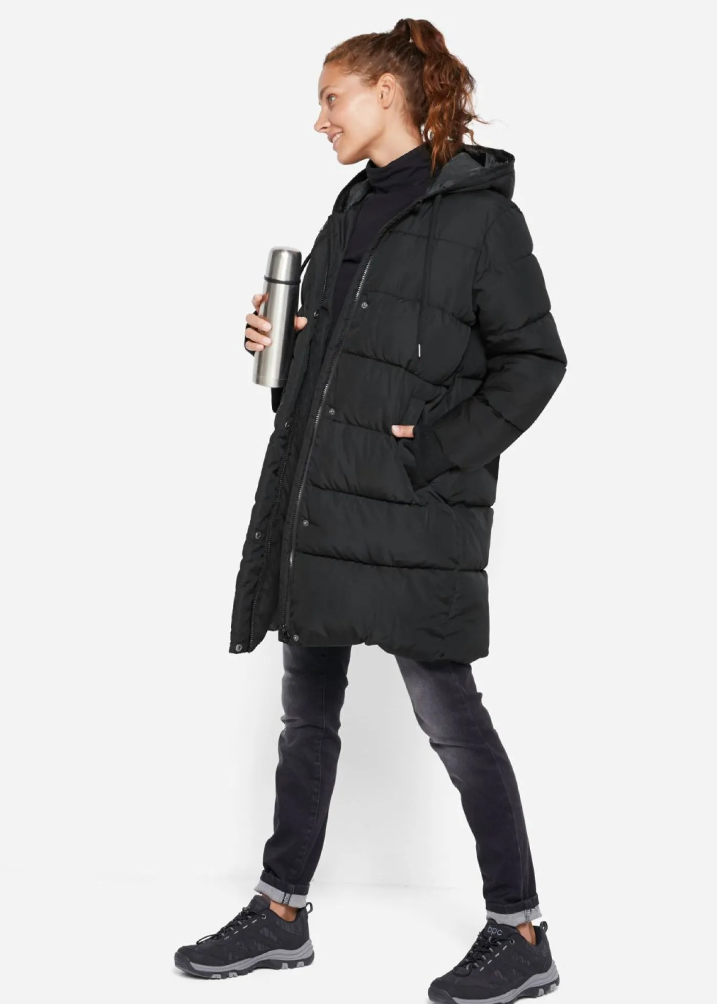 bonprix bonprix Abrigo acolchado funcional impermeable Negro Discount