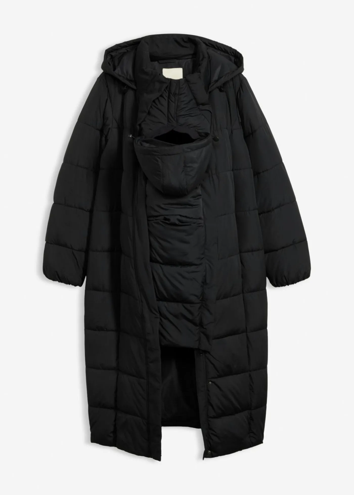bonprix bonprix Abrigo acolchado premamá 2 en 1 con inserto para porteo Negro Clearance