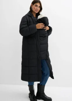bonprix bonprix Abrigo acolchado premamá 2 en 1 con inserto para porteo Negro Clearance