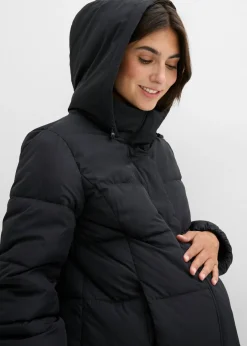 bonprix bonprix Abrigo acolchado premamá 2 en 1 con inserto para porteo Negro Clearance