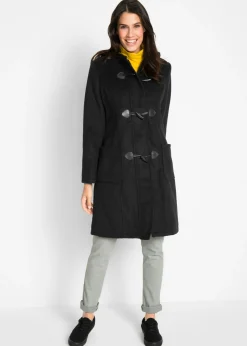 bonprix bonprix Abrigo con aspecto de lana Negro Online
