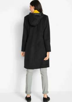 bonprix bonprix Abrigo con aspecto de lana Negro Online