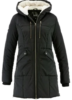 bonprix bonprix Abrigo con capucha acolchada Negro