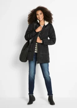 bonprix bonprix Abrigo con capucha acolchada Negro
