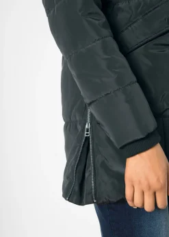 bonprix bonprix Abrigo con capucha acolchada Negro