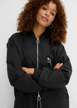 bonprix bonprix Abrigo con cuello de punto Negro Hot