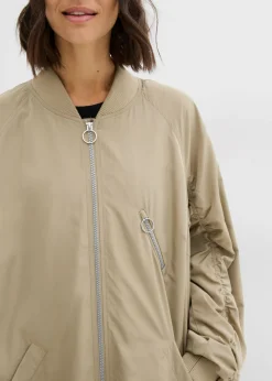 bonprix bonprix Abrigo con cuello de punto Caqui nuevo Best