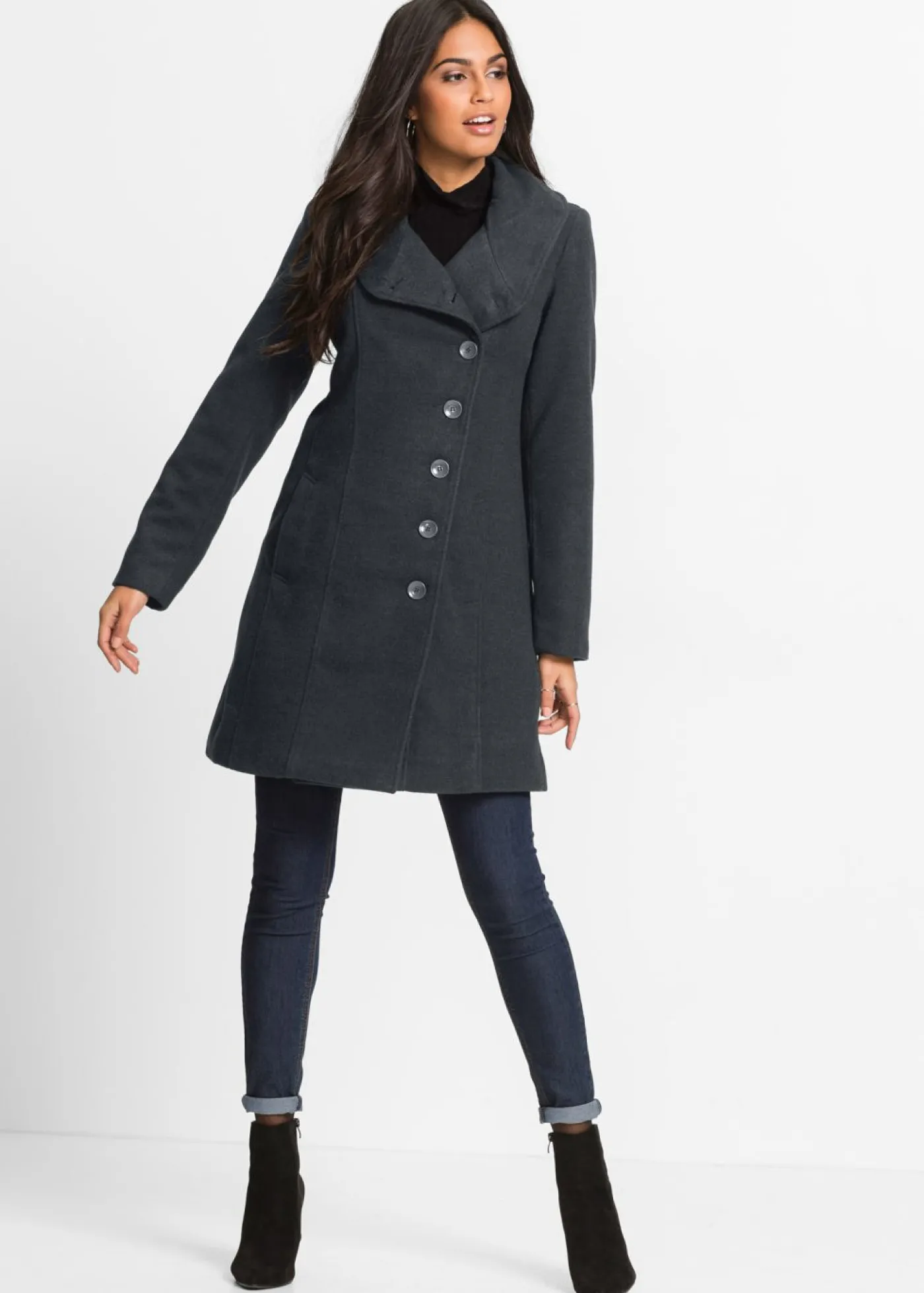 bonprix bonprix Abrigo corto Antracita jaspeado Outlet