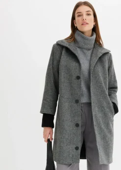 bonprix bonprix Abrigo corto Negro moteado Outlet