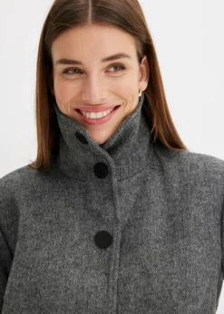 bonprix bonprix Abrigo corto Negro moteado Outlet