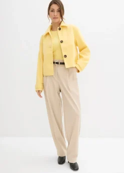 bonprix bonprix Abrigo corto con aspecto de lana Amarillo claro Sale