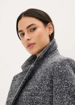 bonprix bonprix Abrigo corto con aspecto de lana Antracita oscuro jaspeado Outlet