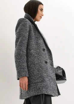 bonprix bonprix Abrigo corto con aspecto de lana Antracita oscuro jaspeado Outlet