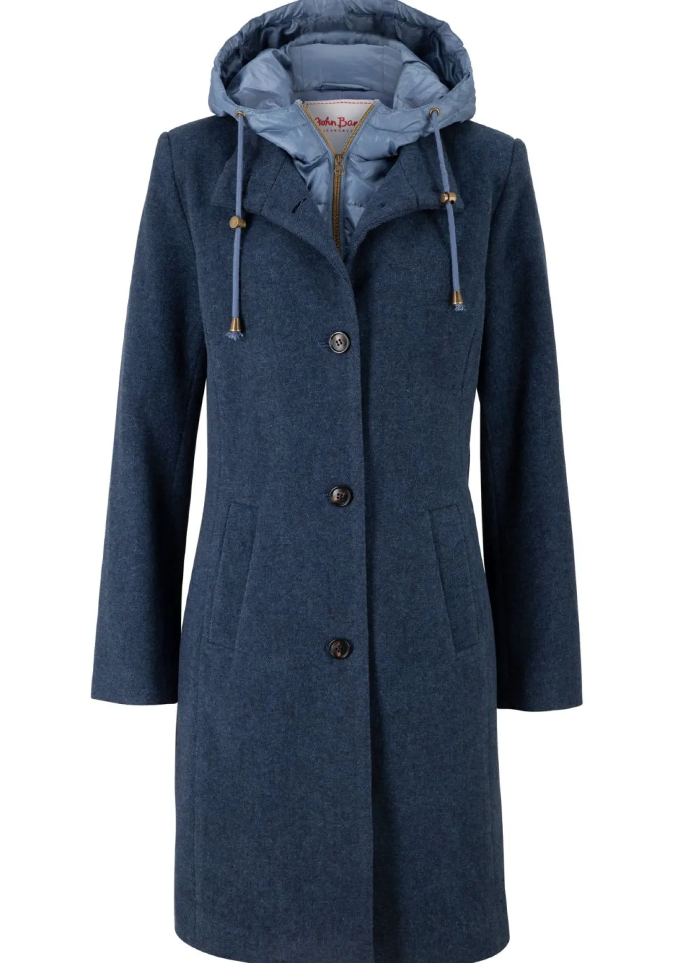 bonprix bonprix Abrigo corto de invierno con aspecto de lana y diseño 2 en 1 Azul marino Clearance