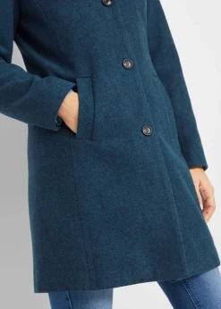 bonprix bonprix Abrigo corto de invierno con aspecto de lana y diseño 2 en 1 Azul marino Clearance