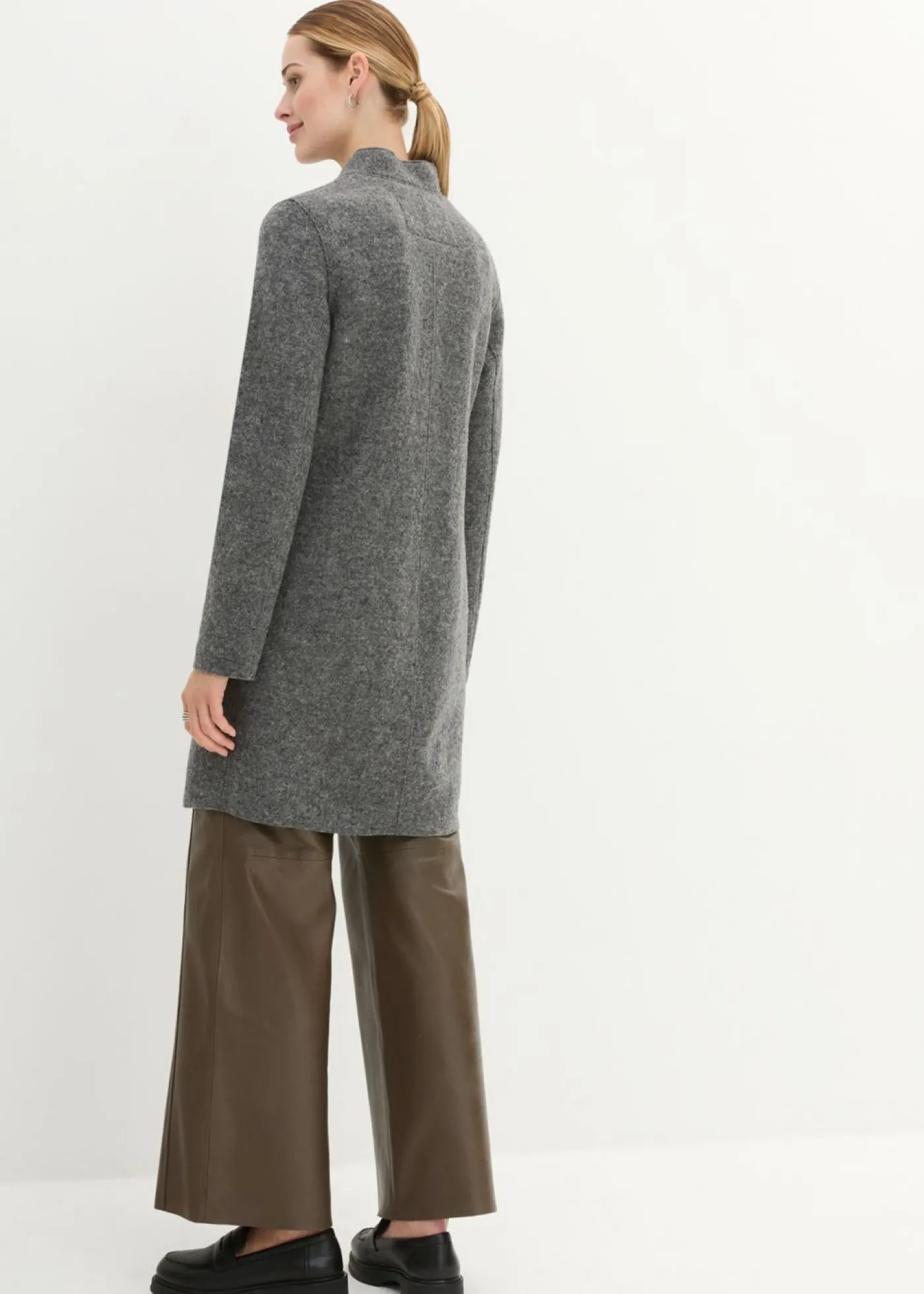 bonprix bonprix Abrigo corto de lana gris moteado Hot