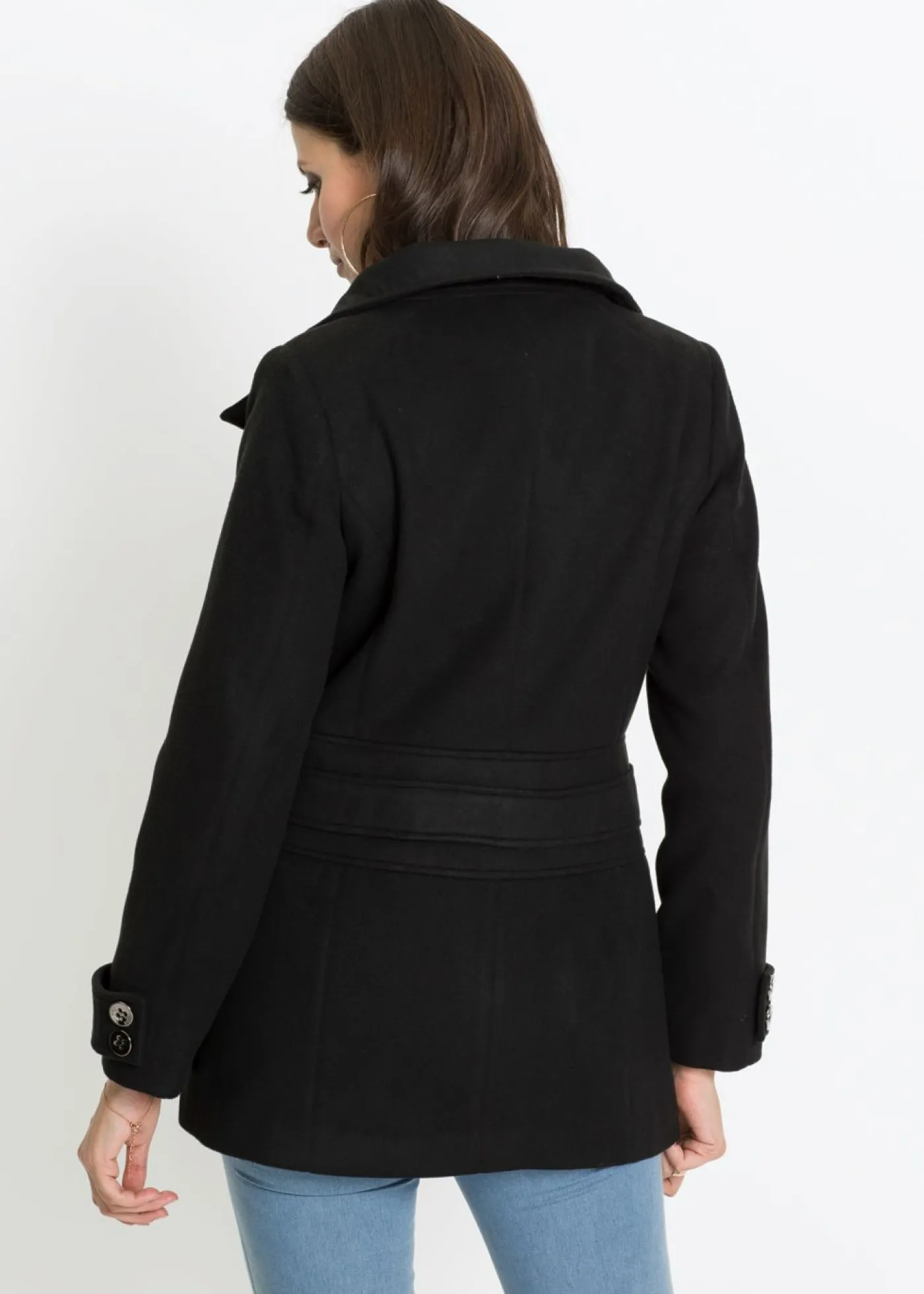 bonprix bonprix Abrigo corto en talla petite Negro Discount
