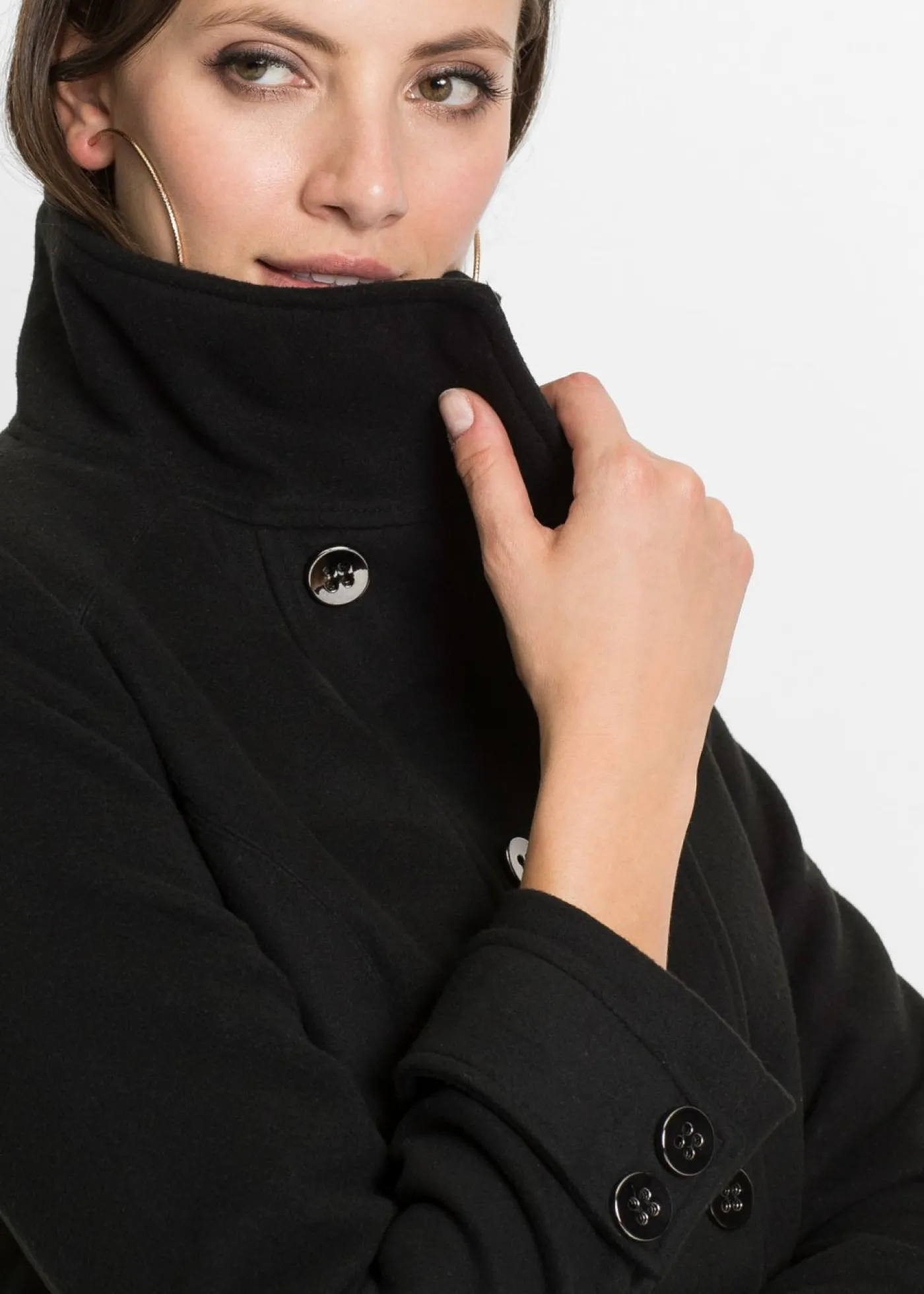 bonprix bonprix Abrigo corto en talla petite Negro Discount