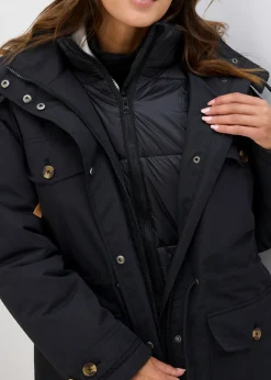 bonprix bonprix Abrigo de invierno, aspecto 2 en 1 Negro Sale