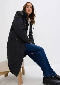 bonprix bonprix Abrigo de invierno, aspecto 2 en 1 Negro Sale