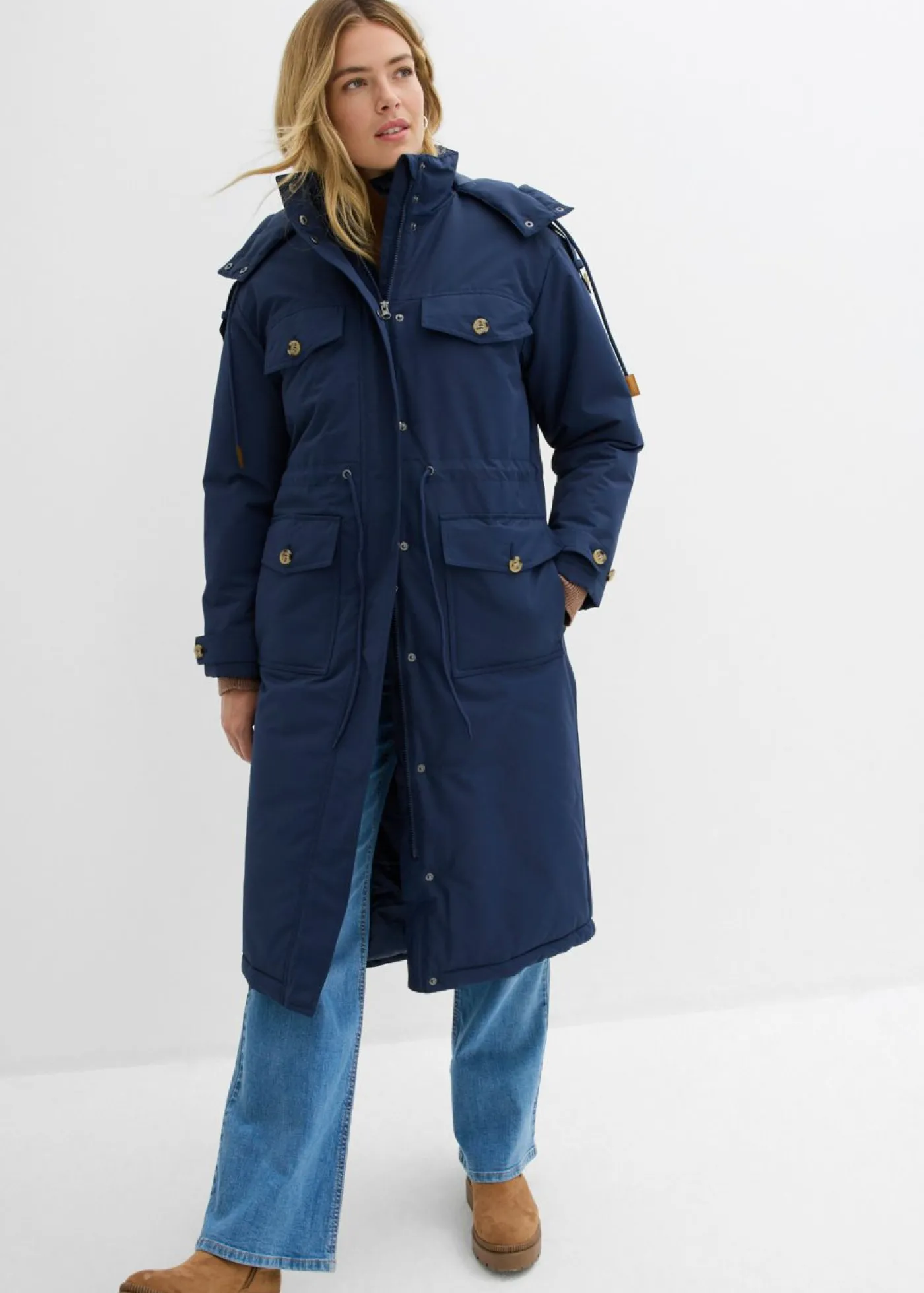 bonprix bonprix Abrigo de invierno, aspecto 2 en 1 Azul marino Sale