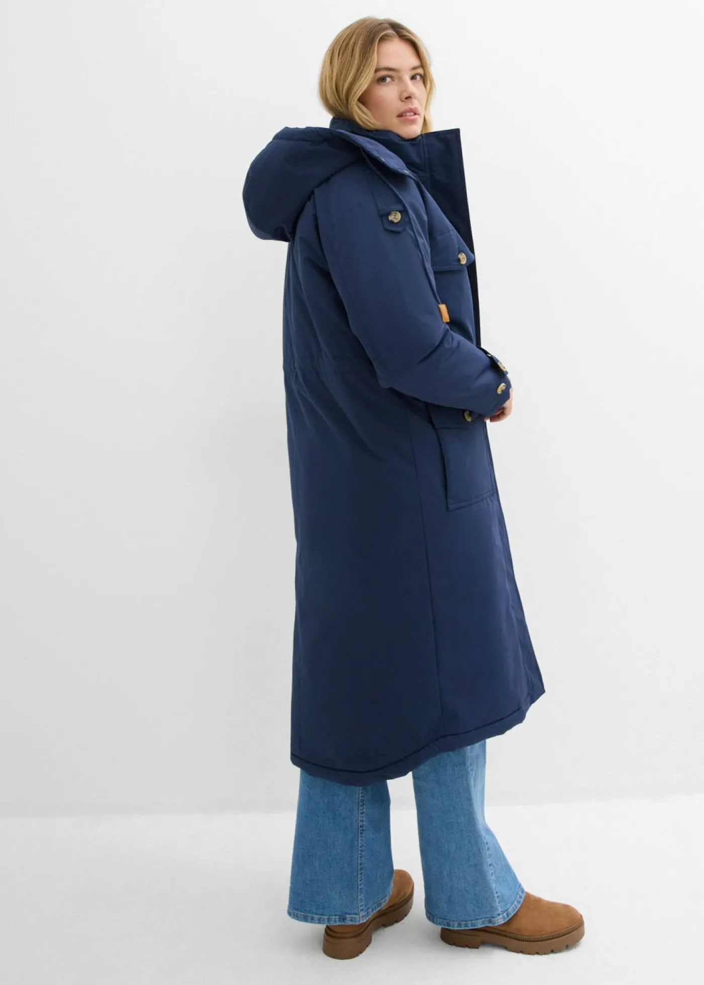 bonprix bonprix Abrigo de invierno, aspecto 2 en 1 Azul marino Sale