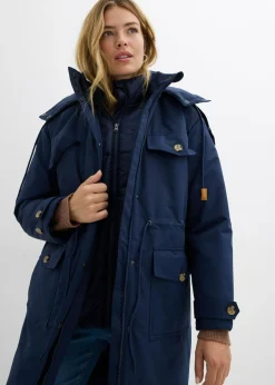 bonprix bonprix Abrigo de invierno, aspecto 2 en 1 Azul marino Sale