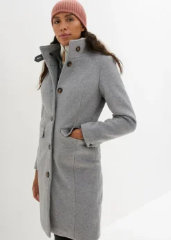 bonprix bonprix Abrigo de invierno, aspecto 2 en 1 Gris jaspeado Discount