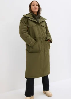 bonprix bonprix Abrigo de invierno, aspecto 2 en 1 Verde oliva oscuro Outlet