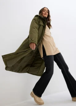 bonprix bonprix Abrigo de invierno, aspecto 2 en 1 Verde oliva oscuro Outlet