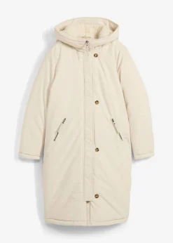 bonprix bonprix Abrigo de invierno con forro de peluche en la capucha gris guijarro New
