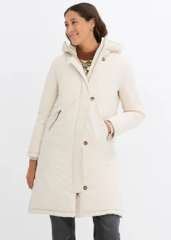 bonprix bonprix Abrigo de invierno con forro de peluche en la capucha gris guijarro New