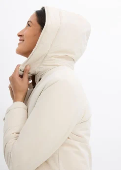 bonprix bonprix Abrigo de invierno con forro de peluche en la capucha gris guijarro New