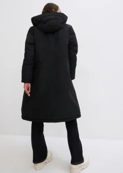 bonprix bonprix Abrigo de invierno con forro de peluche en la capucha Negro Best