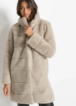 bonprix bonprix Abrigo de pelo sintético Gris Hot