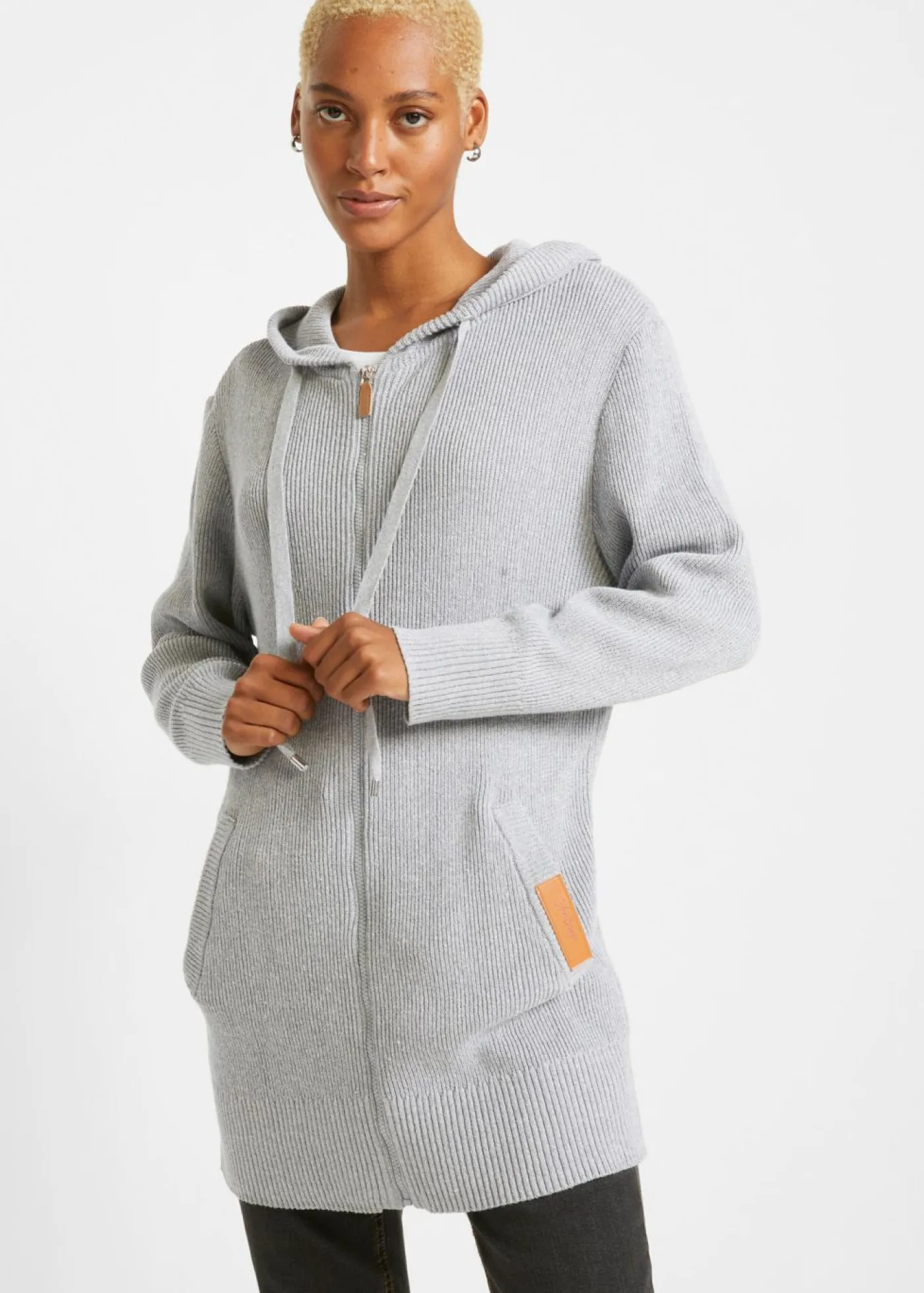 bonprix bonprix Abrigo de punto Gris claro jaspeado