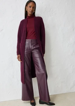 bonprix bonprix Abrigo de punto con alpaca rojo burdeos Outlet