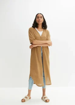bonprix bonprix Abrigo de punto con aspecto de lino Beige Discount