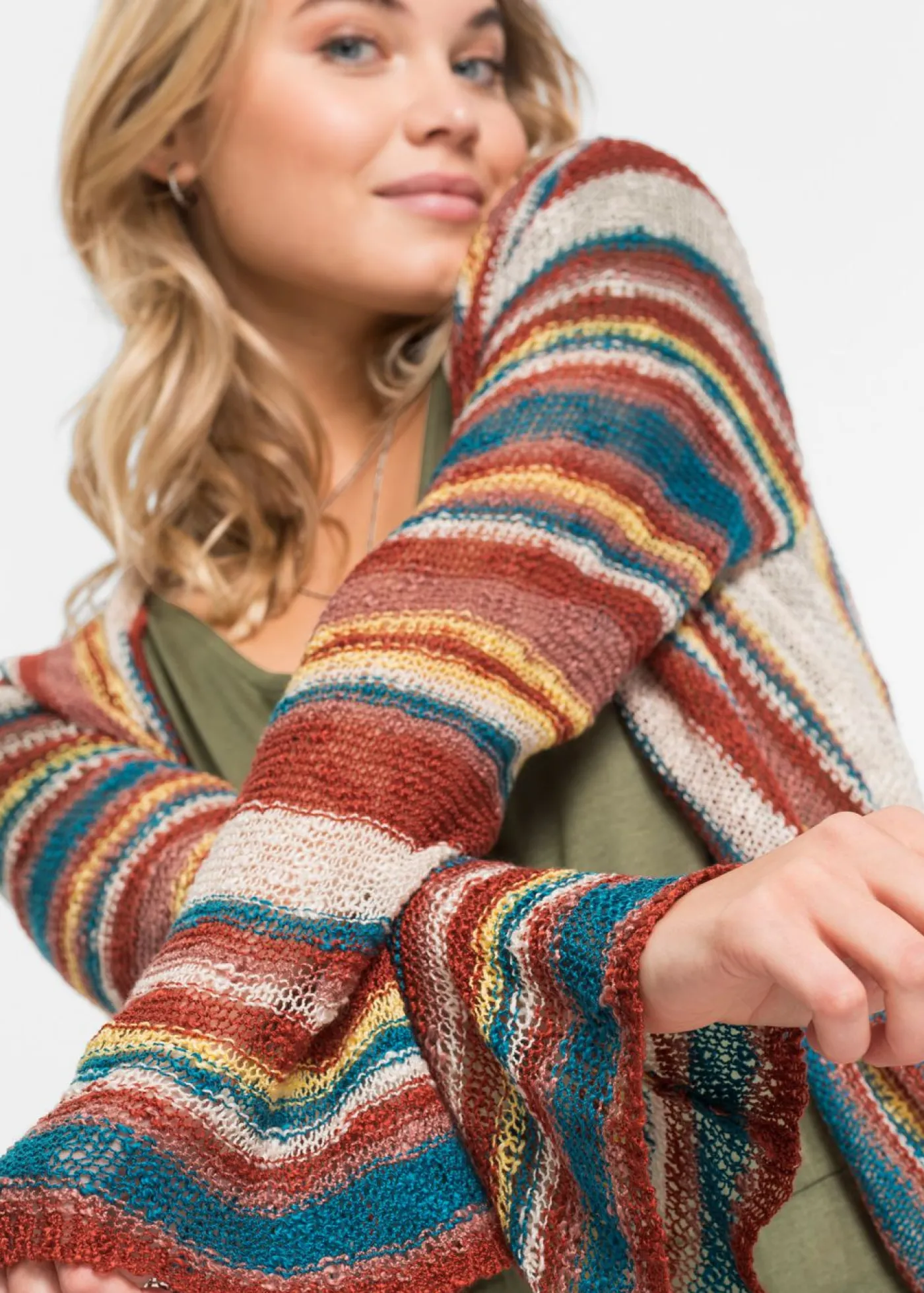 bonprix bonprix Abrigo de punto con rayas Rayas multicolor Sale