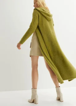 bonprix bonprix Abrigo de punto en suave hilo metálico Verde oliva-dorado Sale