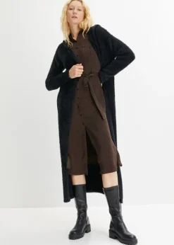 bonprix bonprix Abrigo de punto en suave hilo metálico Negro Online