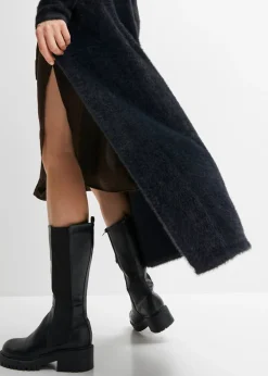 bonprix bonprix Abrigo de punto en suave hilo metálico Negro Online