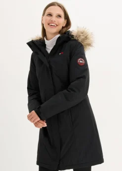 bonprix bonprix Abrigo funcional cálido impermeable para exteriores con pelo sintético Negro New