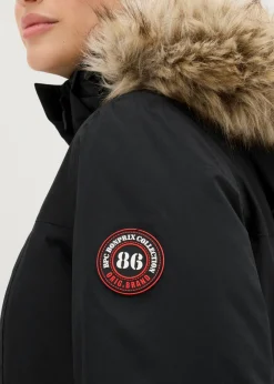 bonprix bonprix Abrigo funcional cálido impermeable para exteriores con pelo sintético Negro New