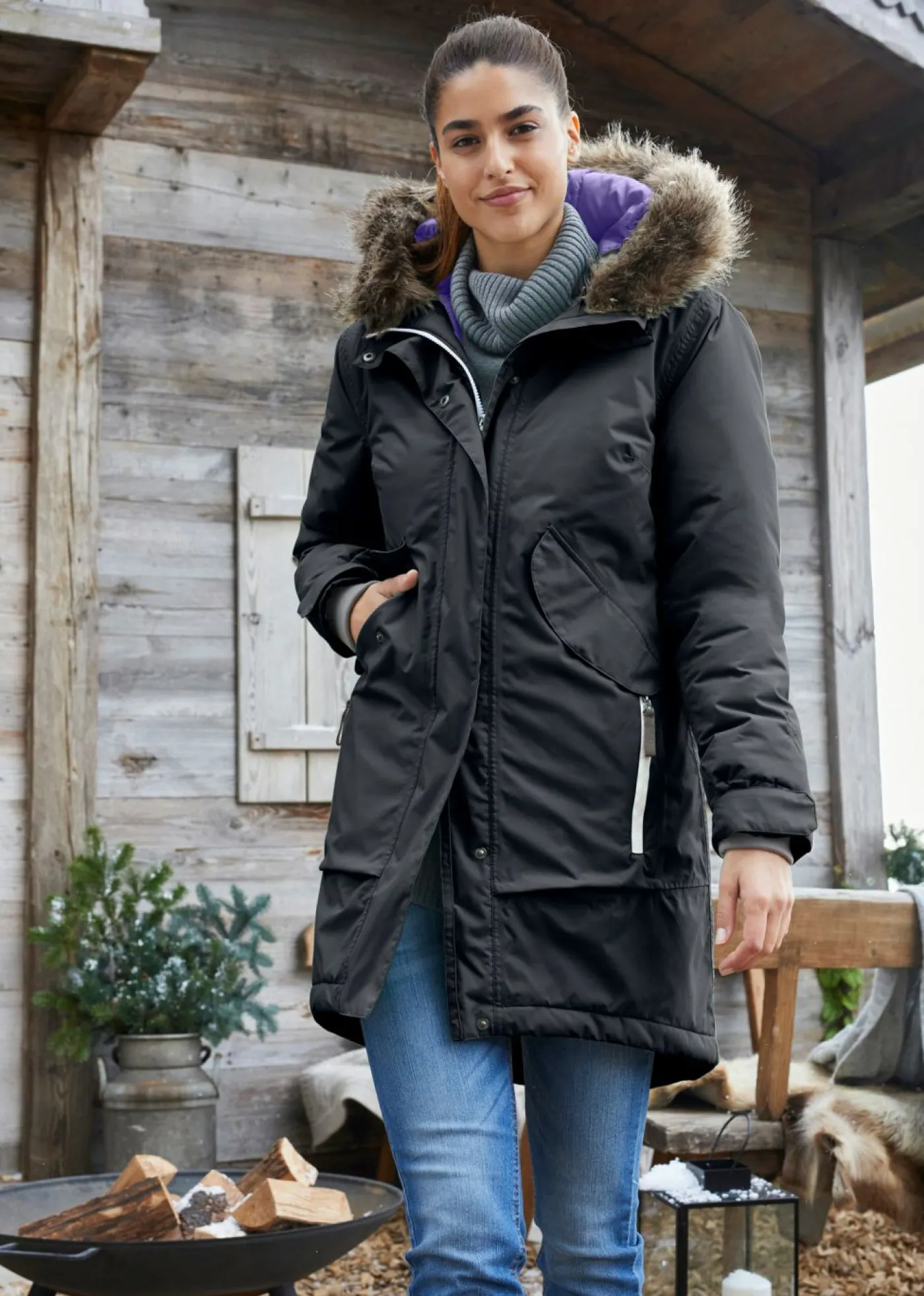 bonprix bonprix Abrigo funcional impermeable Negro Outlet